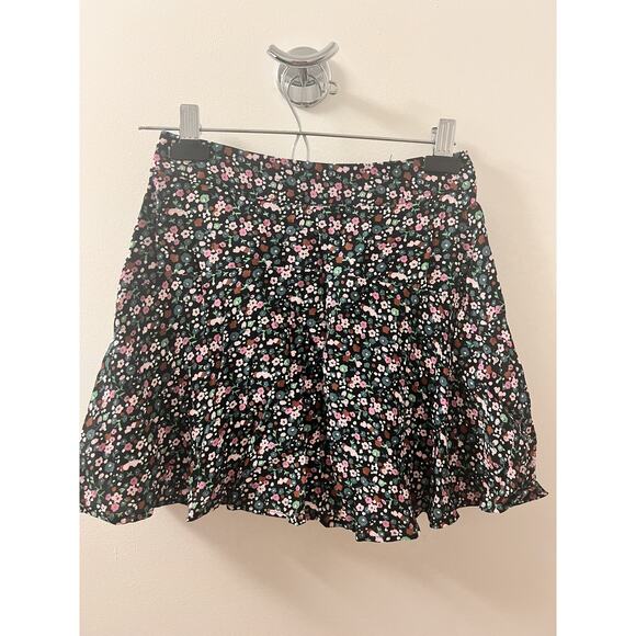 Zara Dresses & Skirts - New ZARA Floral Mini Skort Size XS Black Pink High Waist A-Line Summer Cute